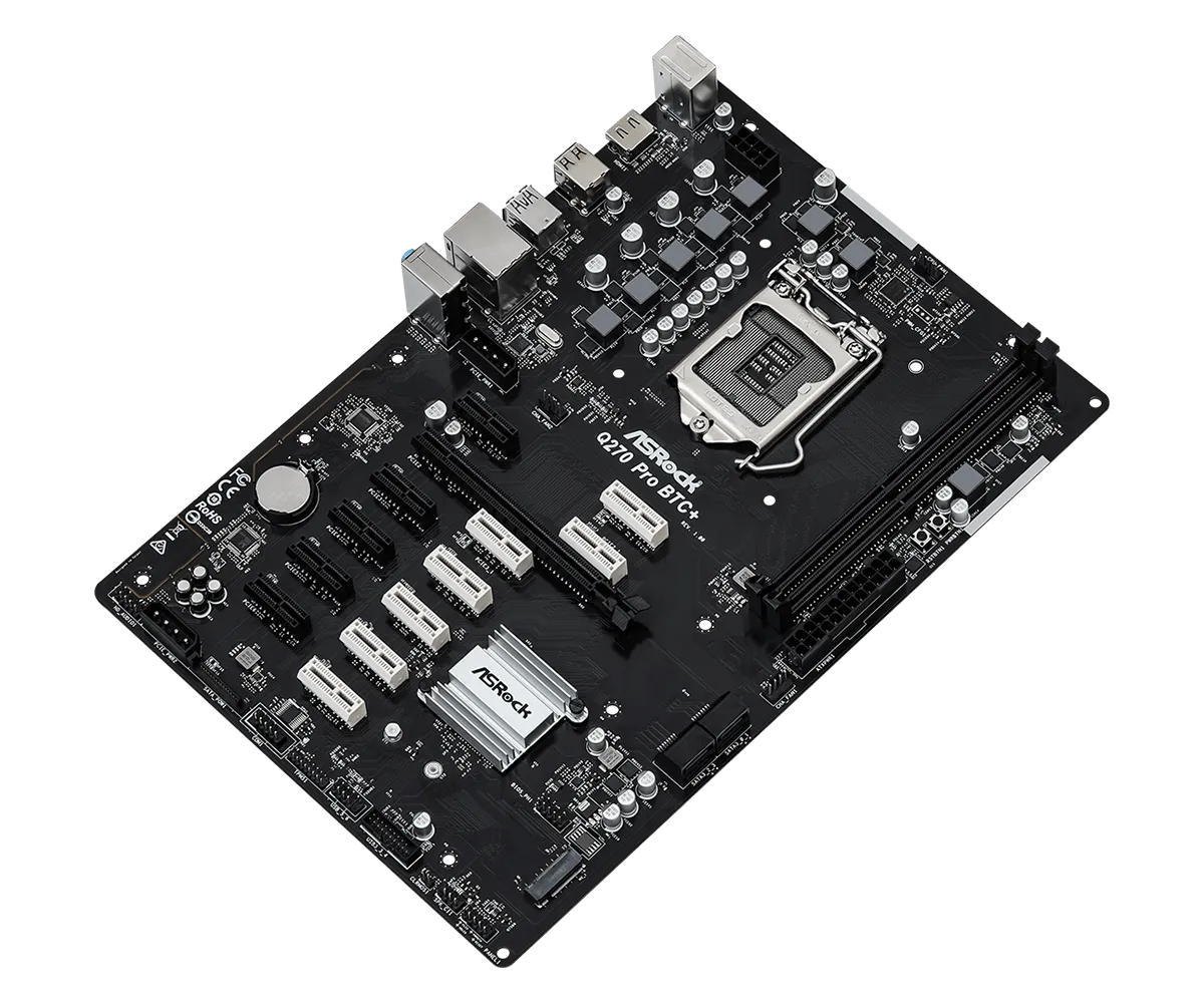 ASRock Motherboard Q270 Pro BTC+ Intel 6th | 7th | 8th | 9th Gen (Big Cabinet Required) view 3